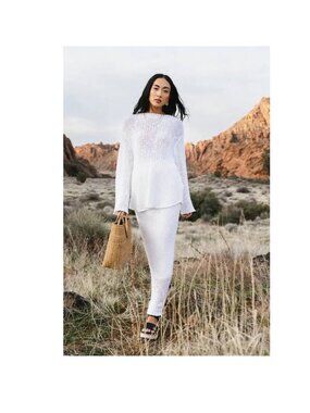 Bohme Charlotte Knit Skirt White Textured Maxi Cozy Bohemian Sweater Skirt